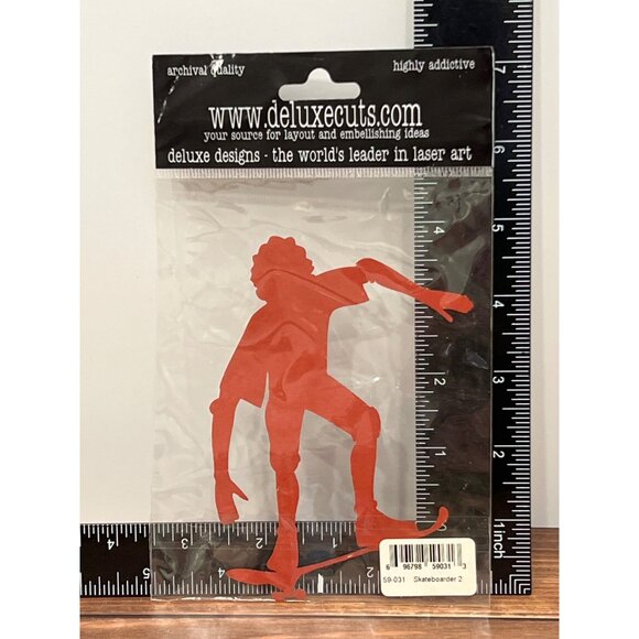 Deluxe Cuts Laser-Cut BOY ON SKATEBOARD 2 59-031 EMBELLISHMENT DIE CUT RED - Picture 2 of 2